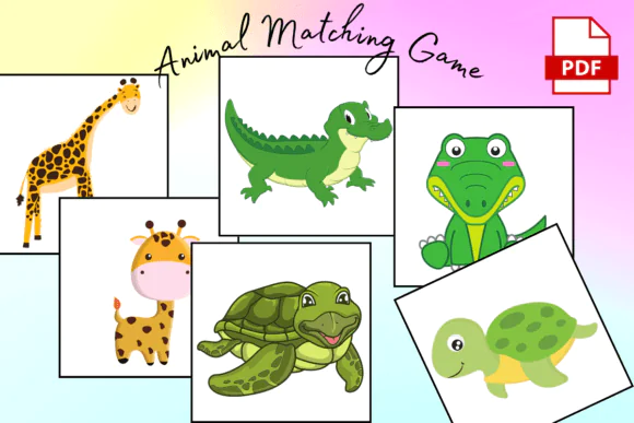 Animal Matching Flashcards Mother and Baby | Printable Mother and Young Animal Puzzle Cards for Kids, Montessori, Preschool, Homeschool & Interactive Learning Activities