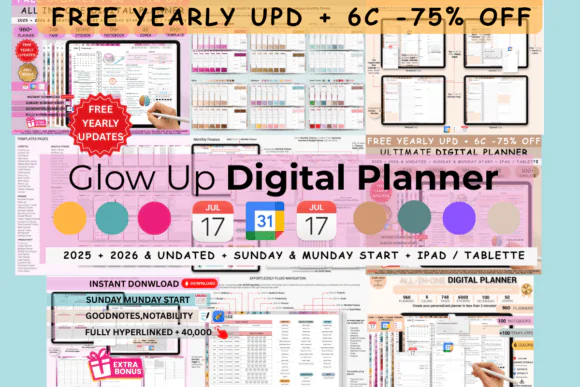 Digital Planner Beige 2025 2026 2027 & Undated for GoodNotes, iPad & Notability | Hyperlinked All-in-One Planner Bundle with 6000 Planners, Stickers, Notebooks & Custom Templates