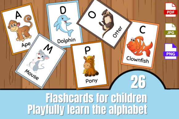 Alphabet Flashcards Kids Learning Game | Printable A-Z Animal Alphabet Cards for Preschool, Kindergarten, Montessori, Homeschool, Classroom & Early Literacy Activities