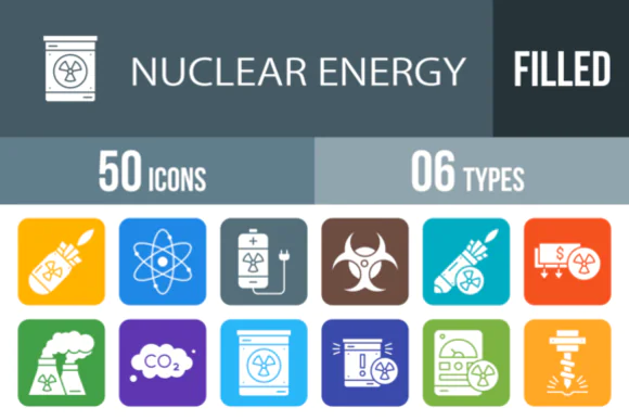 50 Nuclear Energy Line Icons Vector Pack – Atomic, Radiation, Power Plant and Industrial Energy Symbol Set for Websites, Mobile Apps, Presentations, Dashboards and Technical Design