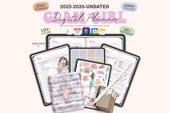 2025 - 2026 and Undated Digital Planner | 100+ Templates | 2025/2026 | for Hyperlinked Undated GoodNotes, iPad, and Google Calendar | Daily, Weekly & Monthly Organizer