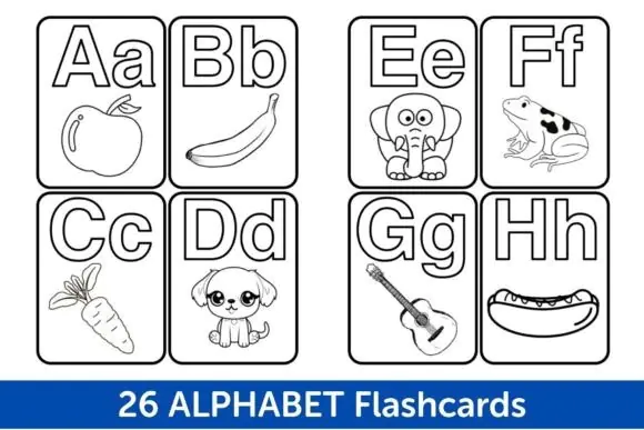 26 Printable Alphabet Flashcards | Uppercase and Lowercase Letter Learning Cards for Kids, Preschool, Homeschool, Classroom Phonics, Coloring & Early Literacy Activities