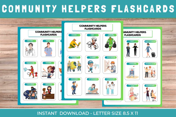 Community Helpers Montessori Flashcards | Printable Occupation and Social Studies Learning Cards for Kids, Preschool, Homeschool, Classroom Activities & Early Vocabulary Practice