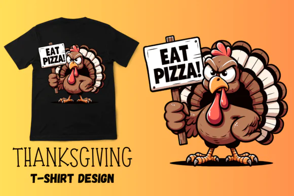 Funny Turkey Thanksgiving T-Shirt Design | High-Resolution Turkey PNG & EPS for Print on Demand | Cu