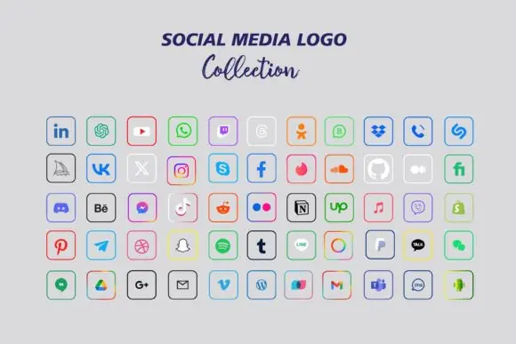 Popular Social Network Icons Vector Pack – Editable Social Media Logo Set for Websites, Posts, Brochures, Menus, Branding, Print Design and Digital Marketing Projects