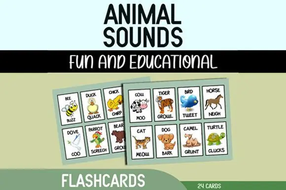 Animal Sounds Flashcards | Printable Animal and Sound Learning Cards for Kids, Preschool, Kindergarten, Homeschool, Classroom Activities & Nature Vocabulary Practice