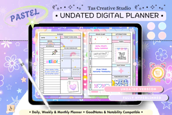 Starlight Digital Planner | 68 Pages | Starlight | for Hyperlinked Undated GoodNotes, Notability, and Samsung Notes | Daily, Weekly & Monthly Organizer