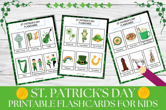 St. Patrick’s Day Flashcards for Kids | 30 Printable Holiday Vocabulary Cards for ESL, Preschool, Kindergarten, Homeschool, Classroom Activities & Early Learning