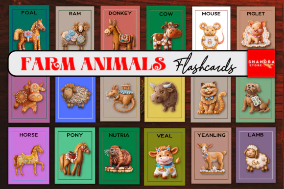 Farm Animals Flashcards for Kindergarten Printable – Preschool and Toddler Animal Learning Cards, Cute Farm Vocabulary Flashcards for Homeschool and Classroom Educational Activities