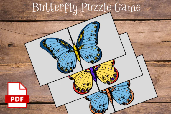 Butterfly Puzzle Game Kids Flashcards | Printable Color Matching Butterfly Cards for Kids, Montessori, Preschool, Homeschool, Classroom & Interactive Learning Activities