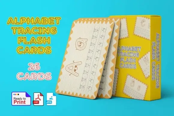 ABC Alphabet Tracing Flashcards Printable for Kids – Jumbo Letter Formation Cards, Preschool & Kindergarten Learning Worksheets, Play Dough Mats, Homeschool Phonics and Early Writing Activity Set