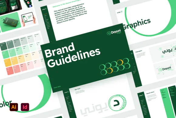 Premium App Brand Guidelines Template Bundle – 70-Page Professional Brand Identity Manual, Logo Standards, Typography System, Color Palette Guide, Social Media Branding Kit, Adobe InDesign & Illustrat