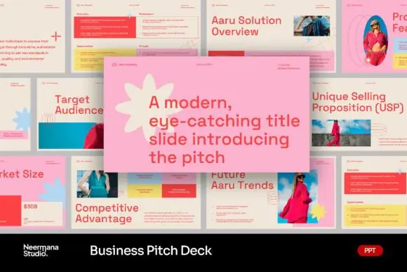 Pink Creative Pitch Deck PowerPoint Template – Modern Business Presentation, Startup Pitch Deck, Marketing Proposal, Investor Presentation, Agency Showcase, Editable PPTX Slides
