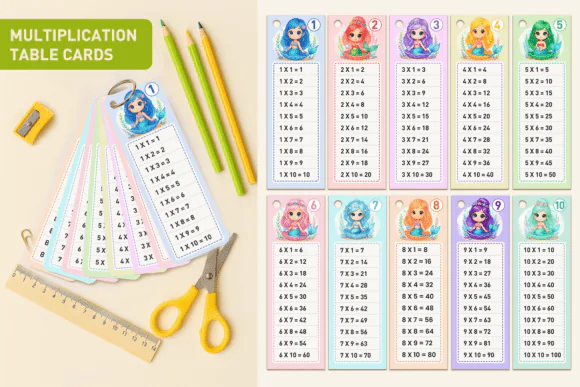 Multiplication Table Math Flashcards | Printable Times Tables Cards for Kids, Homeschool, Classroom, Math Centers, Back to School & Early Math Practice