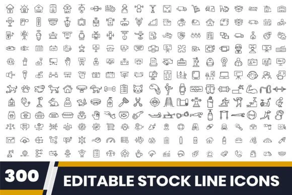 Outline Icon Collection | 300 Premium Editable Vector Outline Icons for Web Apps, UI Design.