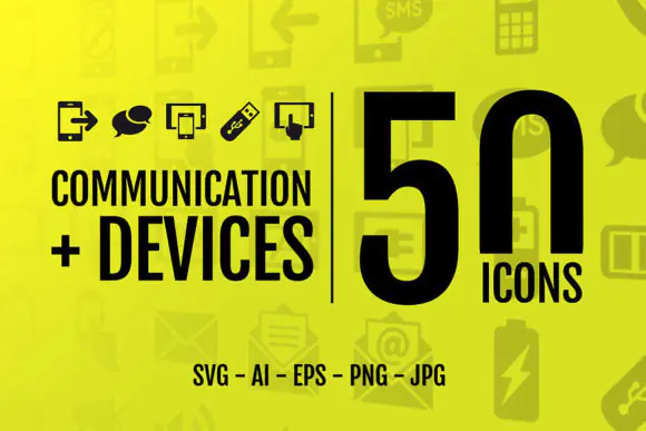 50 Communication Devices Icons Vector Pack – Editable Technology and Media Icon Set for Websites, Mobile Apps, Presentations, UI Design, Print Materials and Digital Projects