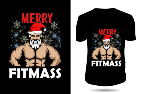 Santa Claus Gym Christmas T Shirt Design PNG SVG EPS – Funny Fitness Santa Graphic for Print on Demand, Stickers, Vinyl Decals, Holiday Apparel and Christmas Craft Projects