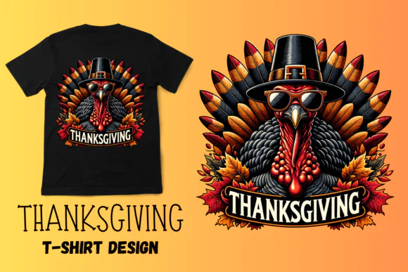 Thanksgiving Turkey T-Shirt Design SVG PNG EPS | Funny Fall Turkey Graphic for Print on Demand, Sublimation, Stickers, Wall Art & Holiday Apparel
