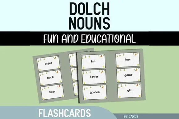 Dolch Nouns Flashcards | Printable Vocabulary and Reading Cards for Preschool, Kindergarten, Homeschool, Classroom Literacy & Noun Recognition Practice