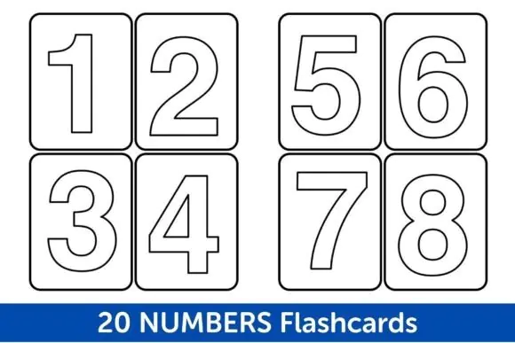 Printable Numbers Flashcards 1–20 | Black and White Number Learning Cards for Toddlers, Preschool, Homeschool, Classroom Math Activities & Coloring Practice