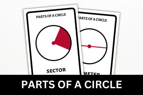 Parts of a Circle Flashcards + Posters | Printable Geometry Learning Cards and Classroom Posters for Kids, Homeschool, Math Centers & Circle Vocabulary Practice