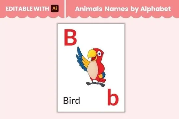 Spelling Words Animals Flashcards Bird | Printable Bird Animal Vocabulary Card for Kids, Preschool, Kindergarten, Homeschool, Classroom Spelling & Early Literacy Activities