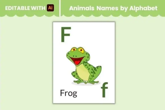 Spelling Words Animals Flashcards Frog | Printable Frog Animal Vocabulary Card for Kids, Preschool, Kindergarten, Homeschool, Classroom Spelling & Early Literacy Activities