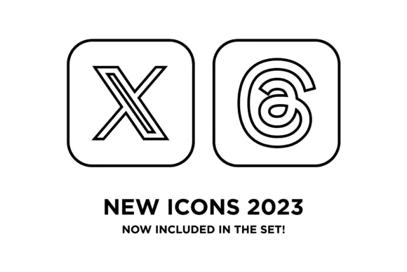 Rounded Square Minimalist Social Icons PNG SVG AI EPS | Black and White Social Media Icon Pack for Web Design, Print, Branding & UI Projects