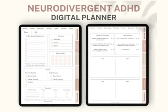Adhd Digital Planner, Adhd Daily Planner | 51 Pages | ADHD | for Hyperlinked GoodNotes and Notability | Daily, Weekly & Monthly Organizer