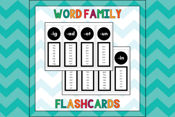 Word Family Reading Flashcards Printable PDF | Early Literacy Phonics Cards for Morning Work, Warm-Up Exercises, Vocabulary Practice & Classroom Learning