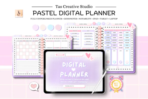 ADHD Undated Digital Planner for GoodNotes, Notability & XODO | Hyperlinked Horizontal PDF Planner with Daily, Weekly, Health, Finance & Productivity Pages