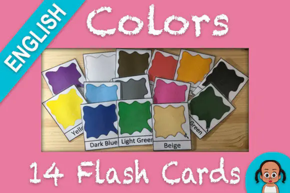 Colors in English Flash Cards | Printable English Color Vocabulary Cards for Kids, Preschool, Kindergarten, Homeschool, Classroom & Early Word Practice