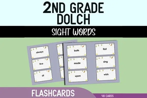 2nd Grade Dolch Sight Words Flashcards | Printable Second Grade Reading Vocabulary Cards for Homeschool, Classroom, Literacy Centers & Reading Fluency Practice