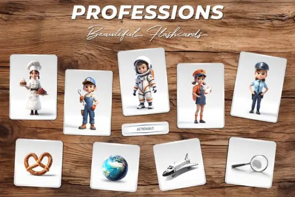 Professions Flashcards Printable for Kids – Montessori Career Learning Cards, Preschool Occupation Vocabulary Activity Set, Career Matching Game for Homeschool and Classroom Use