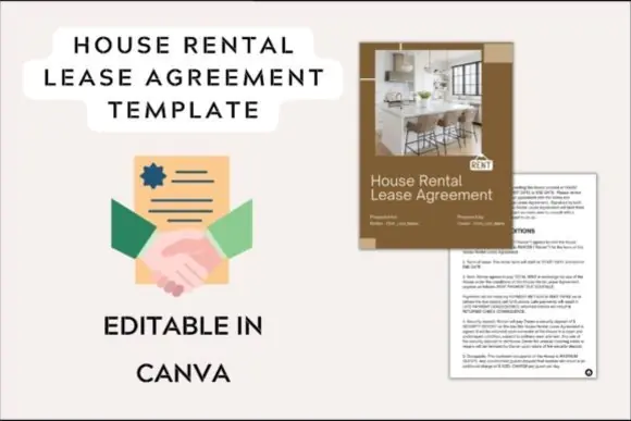 Simple House Rental Contract Template – Editable Canva Home Lease Agreement, 3-Page Printable A4 Rental Agreement, Landlord Tenant Contract, Digital Download