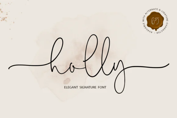 Holly Font | Elegant Signature Handwritten Script Font with Swashes for Christmas, Weddings, Cricut, SVG Crafts, Embroidery & Invitations