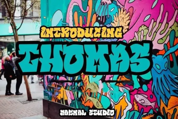 Thomas Font | Fun Graffiti Display Typeface with Alternates for Logos, Branding, Games, Cartoons, Posters & Cool Urban Designs