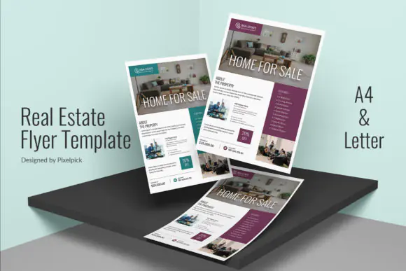 Editable Real Estate Flyer Templates PSD Bundle | Professional Realtor Property Marketing Flyer | Print-Ready Real Estate Listing Flyer Design with 2 Sizes & 2 Color Options for Agents, Brokers & Agen