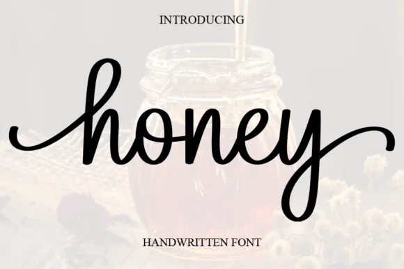 Honey Font | Sweet Cursive Handwritten Typeface for Logos, Branding, Wedding Designs, Greeting Cards, Fashion Lookbooks & Romantic Projects