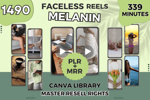1490+ Melanin Faceless Instagram Reels Bundle | Black Girl Luxury Aesthetic Canva Templates | PLR & MRR Social Media Content Pack | Instagram, TikTok & YouTube Shorts Videos