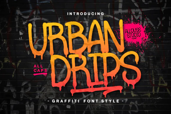 Urbandrips Graffiti Font | Bold Urban Drip Display Typeface for Logos, Packaging, Branding, Magazines, Social Media, Posters & Street Art Designs