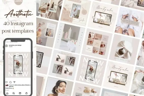 Boho Fashion Instagram Post Templates | 40 Editable Canva Social Media Templates for Fashion Brands, Bloggers, Boutique Owners, Influencers & Small Business Marketing