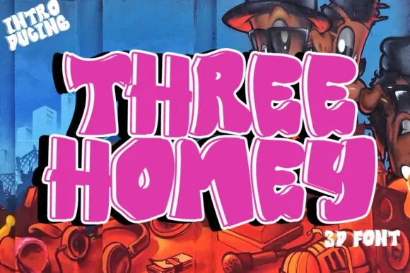 Three Homey Graffiti Font | Unique Urban Display Typeface for Logos, Posters, Branding, Packaging, Apparel, Stickers & Creative Street Art Designs