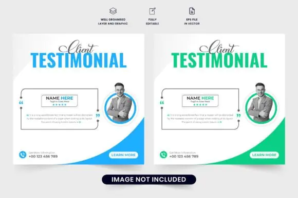Company Testimonial and Client Review Template – Creative Customer Feedback, Website Review Section & Client Comment Vector Design with Photo Placeholders