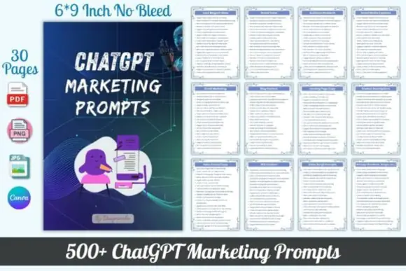 500+ ChatGPT Marketing Prompts for Entrepreneurs, Content Creators, Small Businesses & Digital Marketers | Printable AI Prompt Guide for Social Media, SEO, Email Marketing, Branding, Ads, Sales Funnel