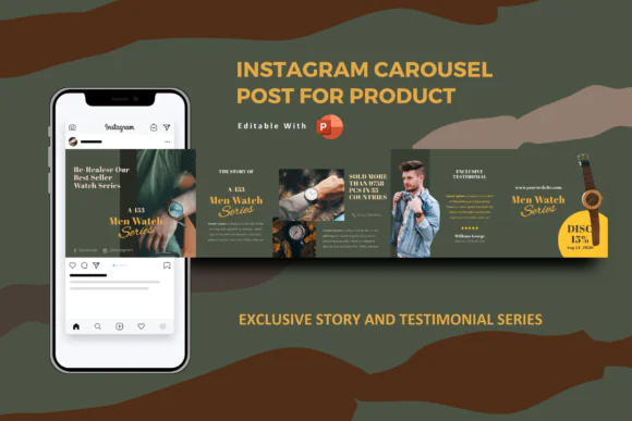 Exclusive Watch Story & Testimonial PowerPoint Template – Editable Luxury Watch Instagram Carousel, Product Review, Business Promotion & Brand Presentation Slides