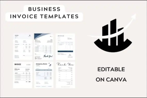 Editable Business Invoice Templates Bundle – 15 Professional Canva Invoice Designs, A4 Printable Invoice Templates, Small Business Billing Forms, Digital Download Invoice Set