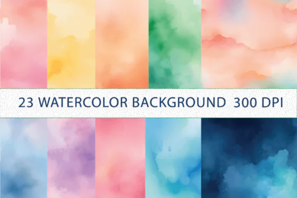 Dreamy Watercolor Background Bundle – Colorful Abstract Watercolor Textures, Artistic Pastel Paint Backgrounds, Vibrant Dreamy Digital Papers for Scrapbooking & Sublimation