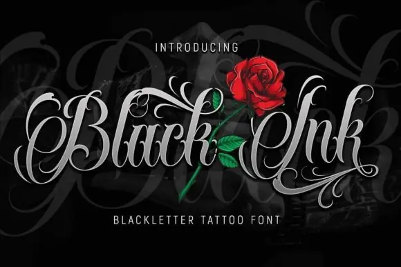 Black Ink Font | Contemporary Blackletter Tattoo Font for Logos, T-Shirts, Posters, Flyers, Brand Identity & Bold Gothic Designs
