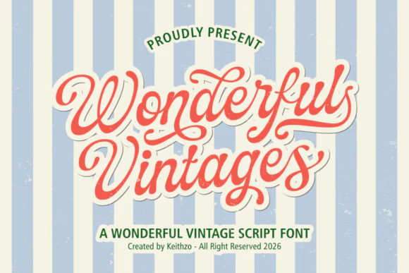 Wonderful Vintages Font | Retro Vintage Script Font for Logos, Branding, Packaging, T-Shirts, Cricut Projects, Posters & Nostalgic Designs